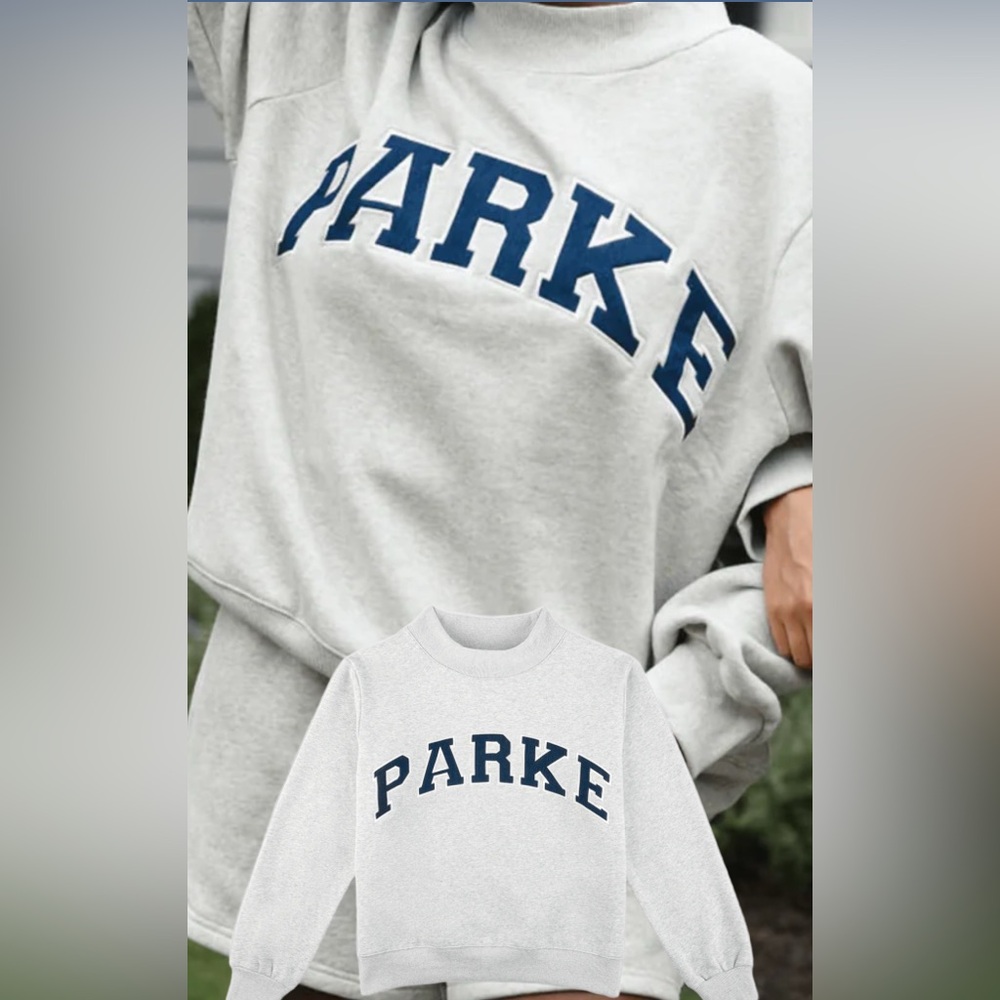 Parke Classic Gray Mockneck Sweatshirt with Navy Accents